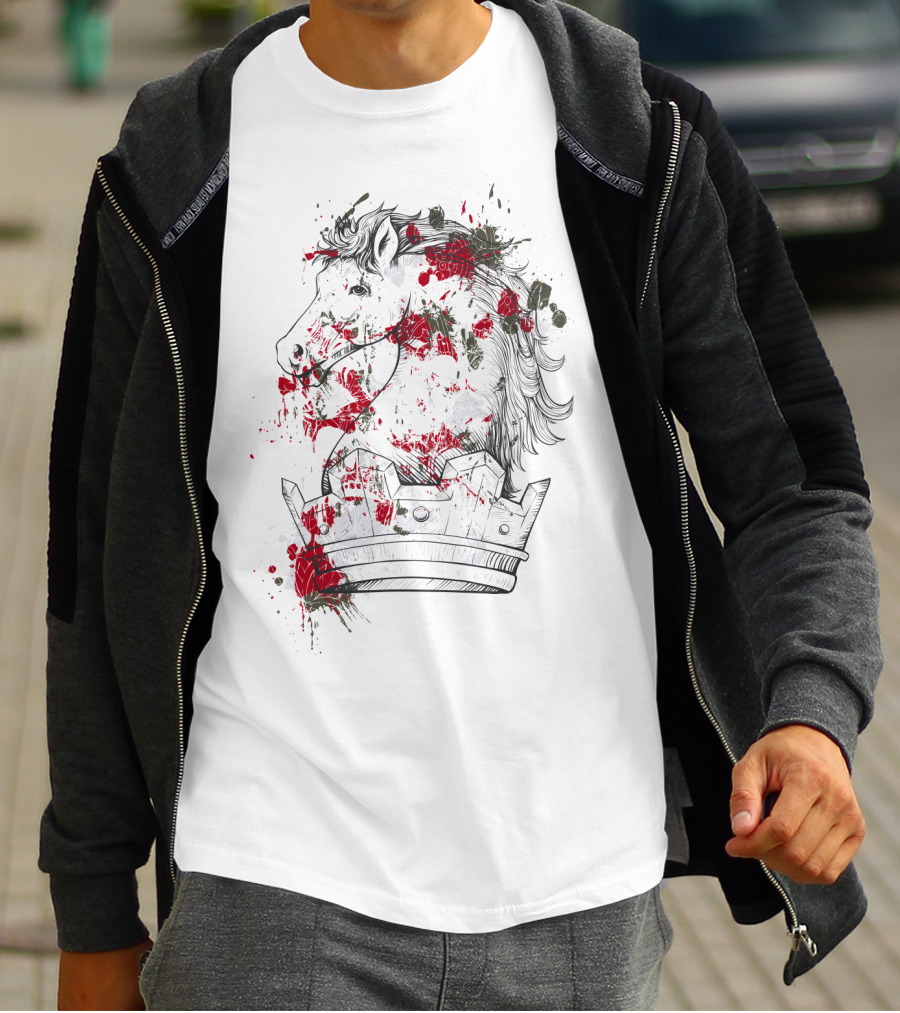 Horse Crown Art Blood Splatter T-Shirt