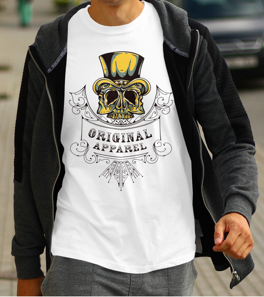Original Apparel Skull With Top Hat T-Shirt