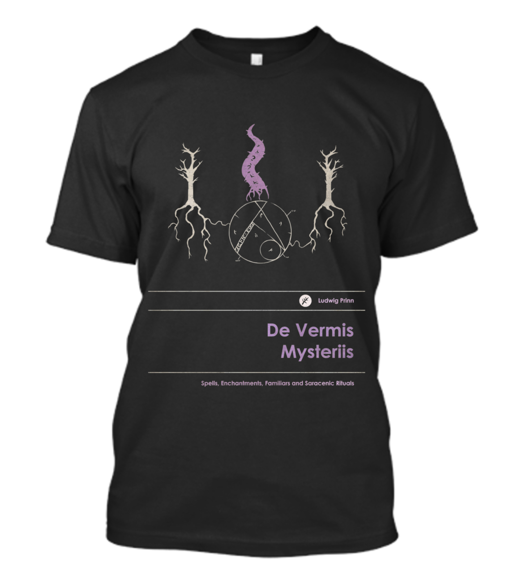 Ludwig Prinn De Vermis Mysteriis Spells Enchantments Familiars Saracenic Rituals Iconic Occult Symbols T-Shirt