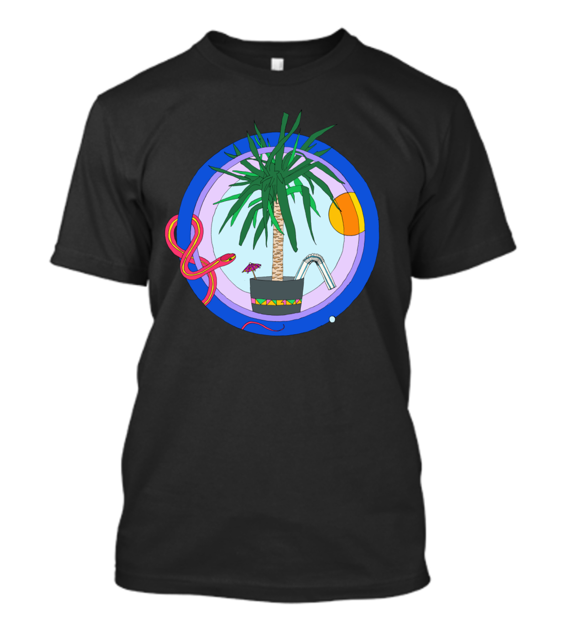 Neon Cali Snakebite Palm Tree Sun And Pool T-Shirt