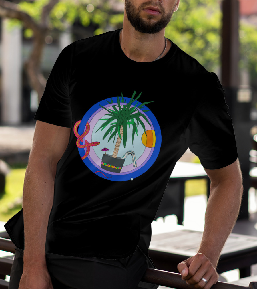 Neon Cali Snakebite Palm Tree Sun And Pool T-Shirt