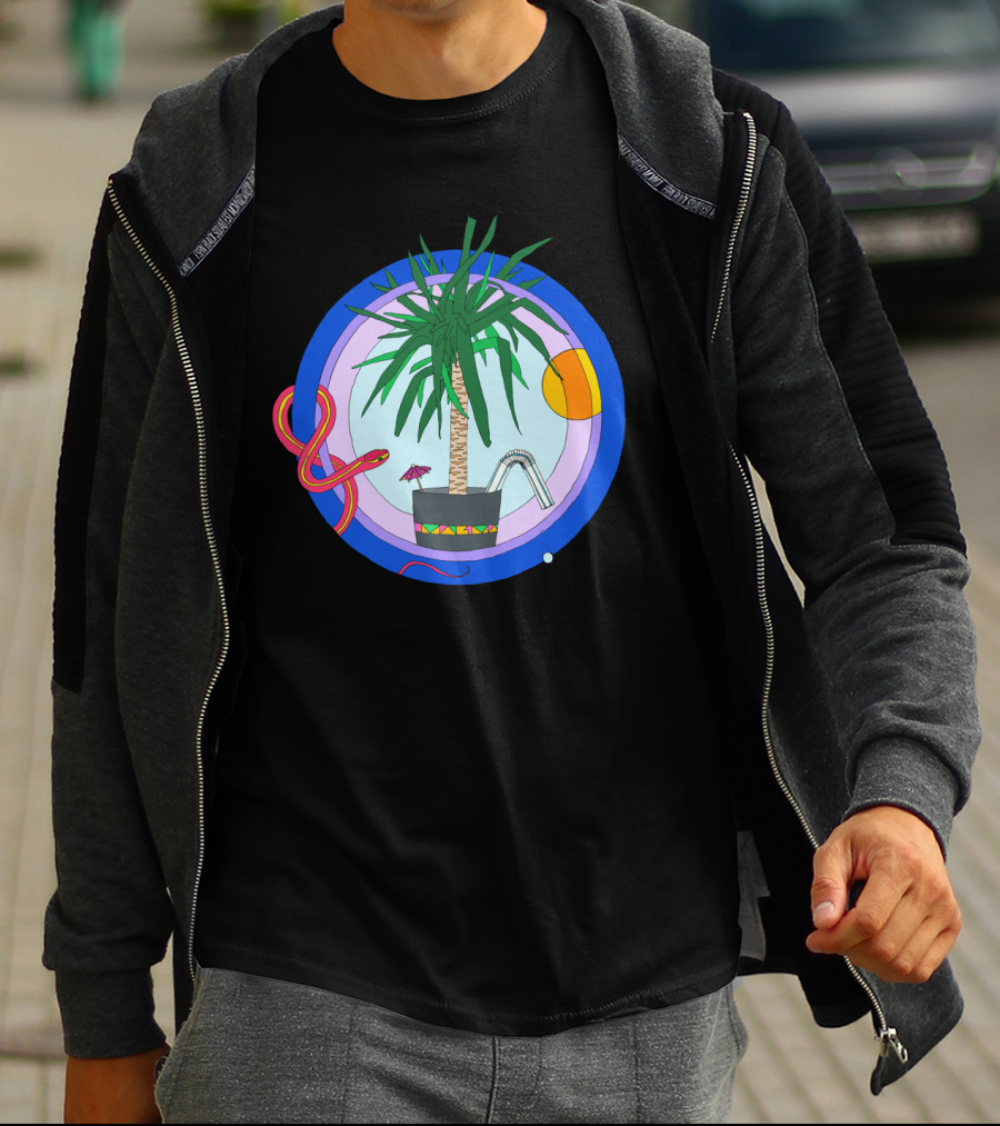 Neon Cali Snakebite Palm Tree Sun And Pool T-Shirt