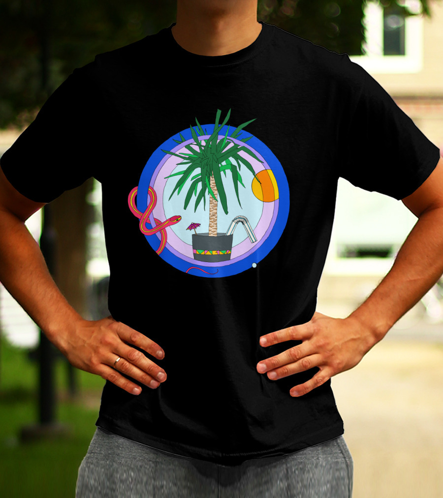 Neon Cali Snakebite Palm Tree Sun And Pool T-Shirt