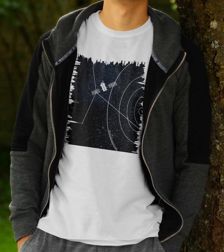 Tracking Stars With Satellite Blueprint Sky Chart T-Shirt