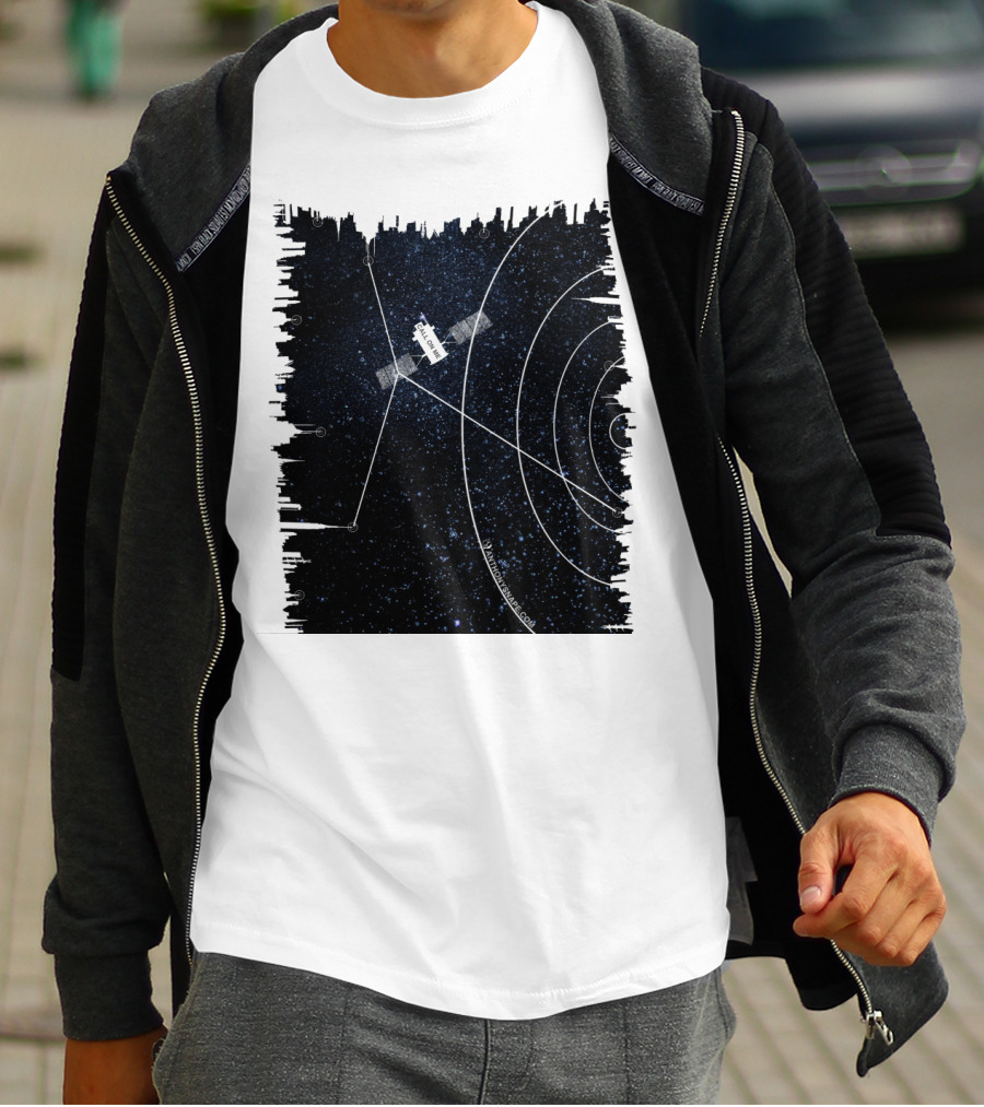 Tracking Stars With Satellite Blueprint Sky Chart T-Shirt
