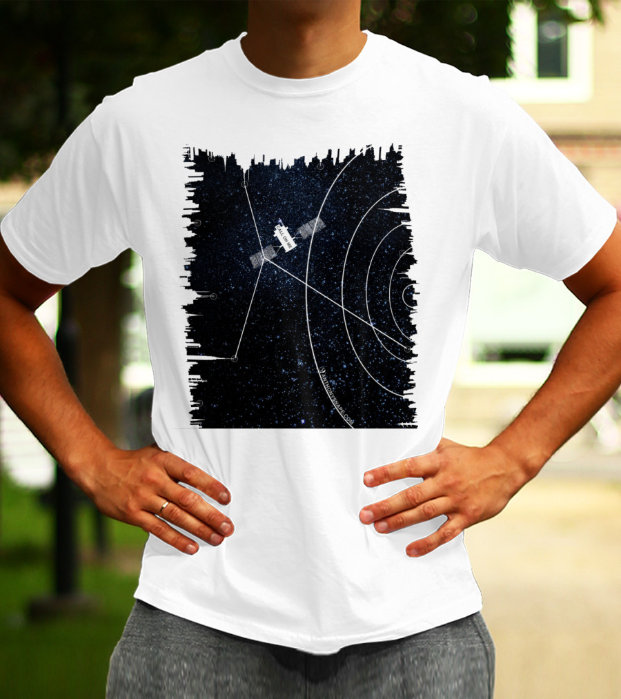 Tracking Stars With Satellite Blueprint Sky Chart T-Shirt