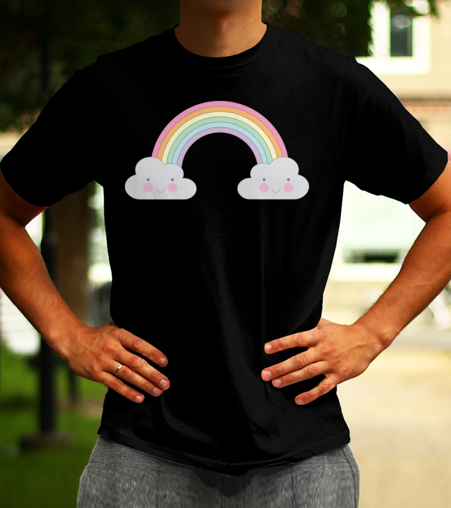 Smiling Pastel Rainbow Cloud Face With Cute Cheeks T-Shirt