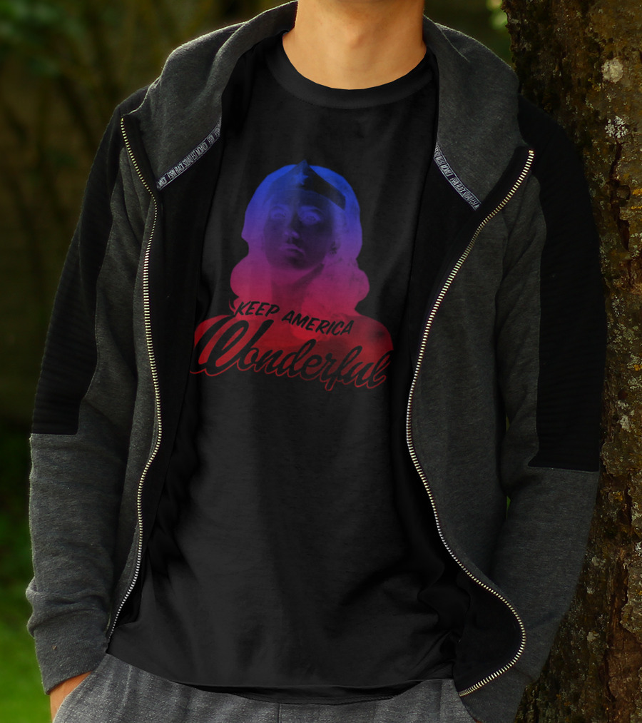 Keep America Wonderful Wonder Woman Inspired Red And Blue Gradient T-Shirt