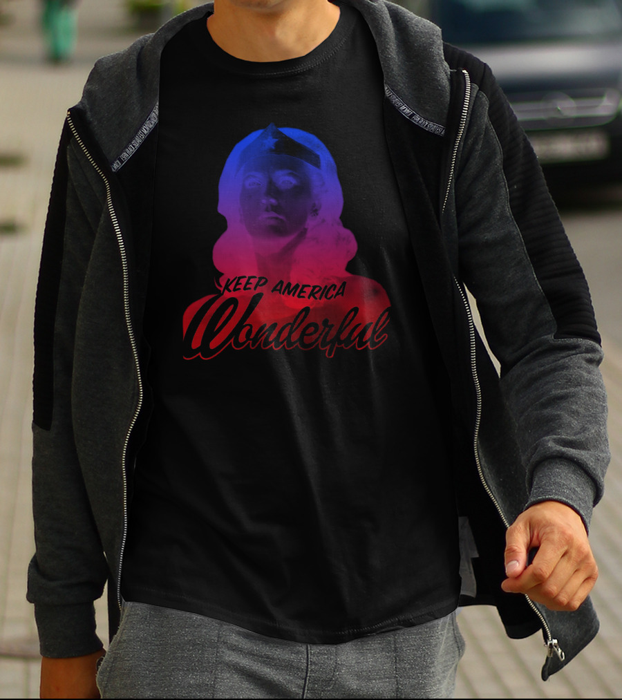 Keep America Wonderful Wonder Woman Inspired Red And Blue Gradient T-Shirt