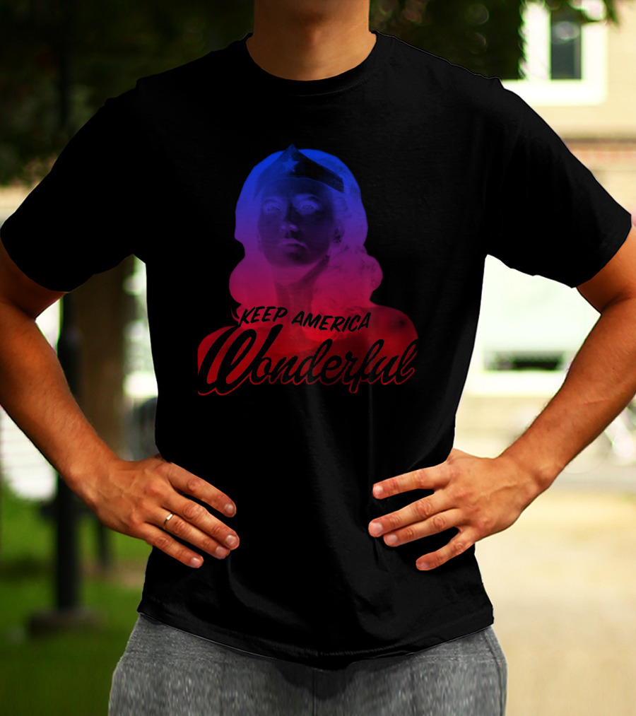 Keep America Wonderful Wonder Woman Inspired Red And Blue Gradient T-Shirt