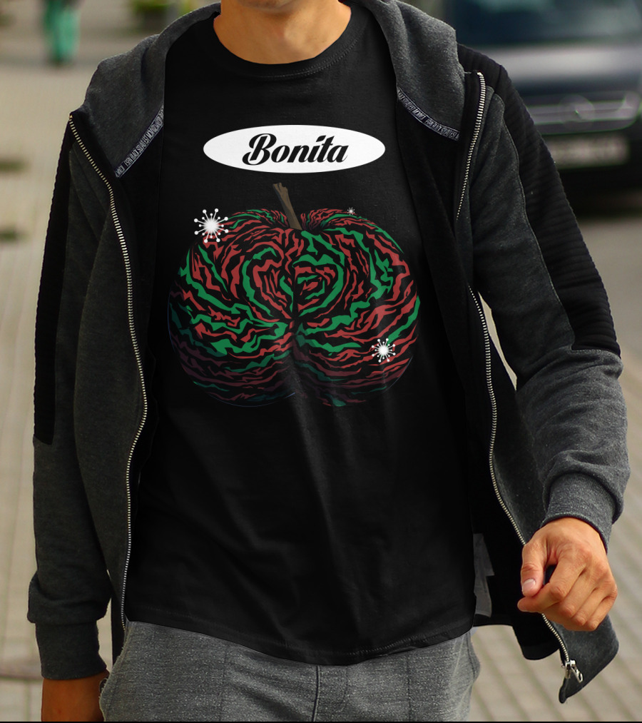 Bonita Vibrant Abstract Fruit Pattern With Splashes T-Shirt