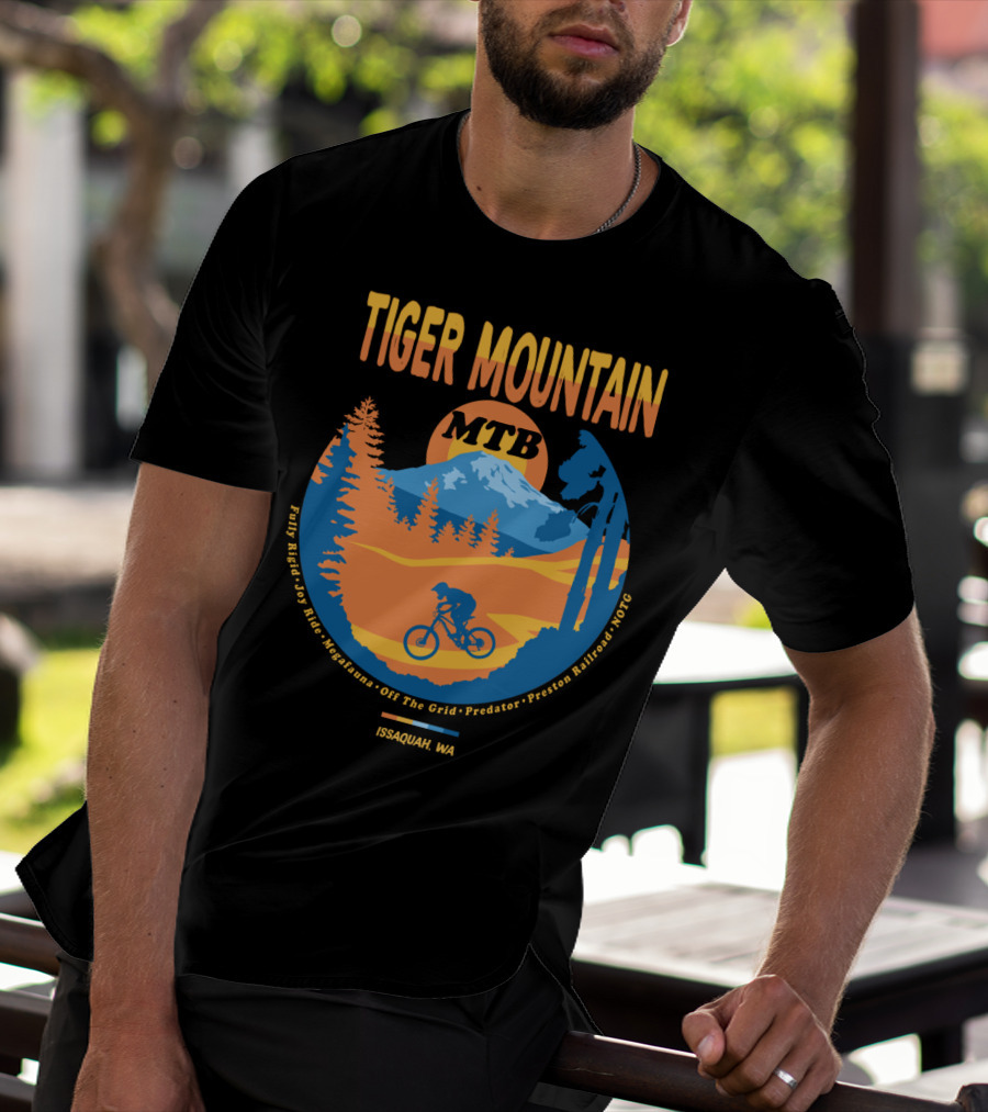 Tiger Mountain MTB Fully Rigid Joy Ride Megafauna Off The Grid Predator Preston Railroad NOTG Issaquah WA T-Shirt