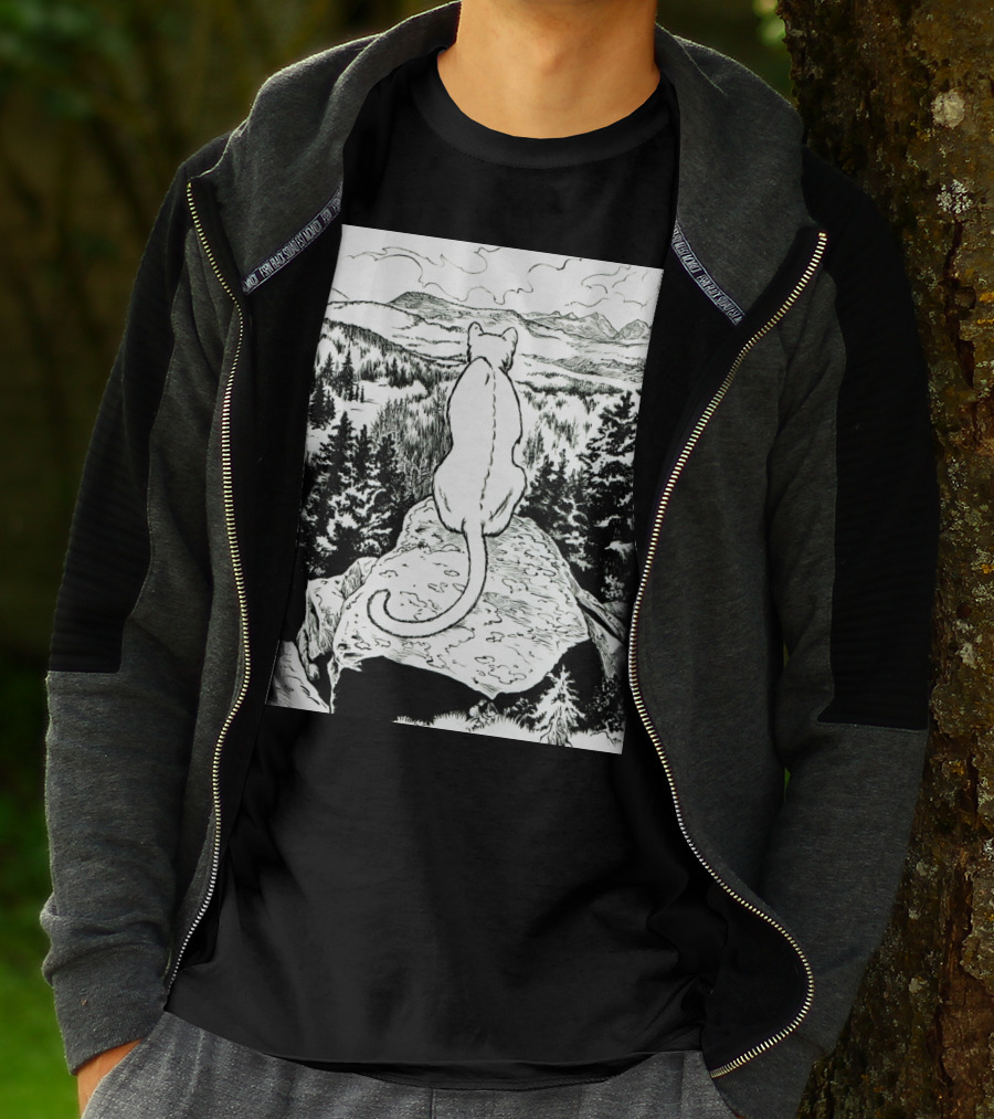 Mountain View Contemplation With The Shadow Under The Leaf T-Shirt