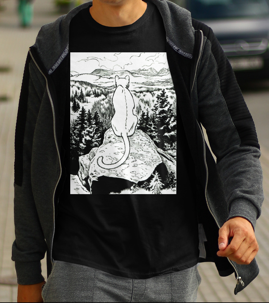 Mountain View Contemplation With The Shadow Under The Leaf T-Shirt