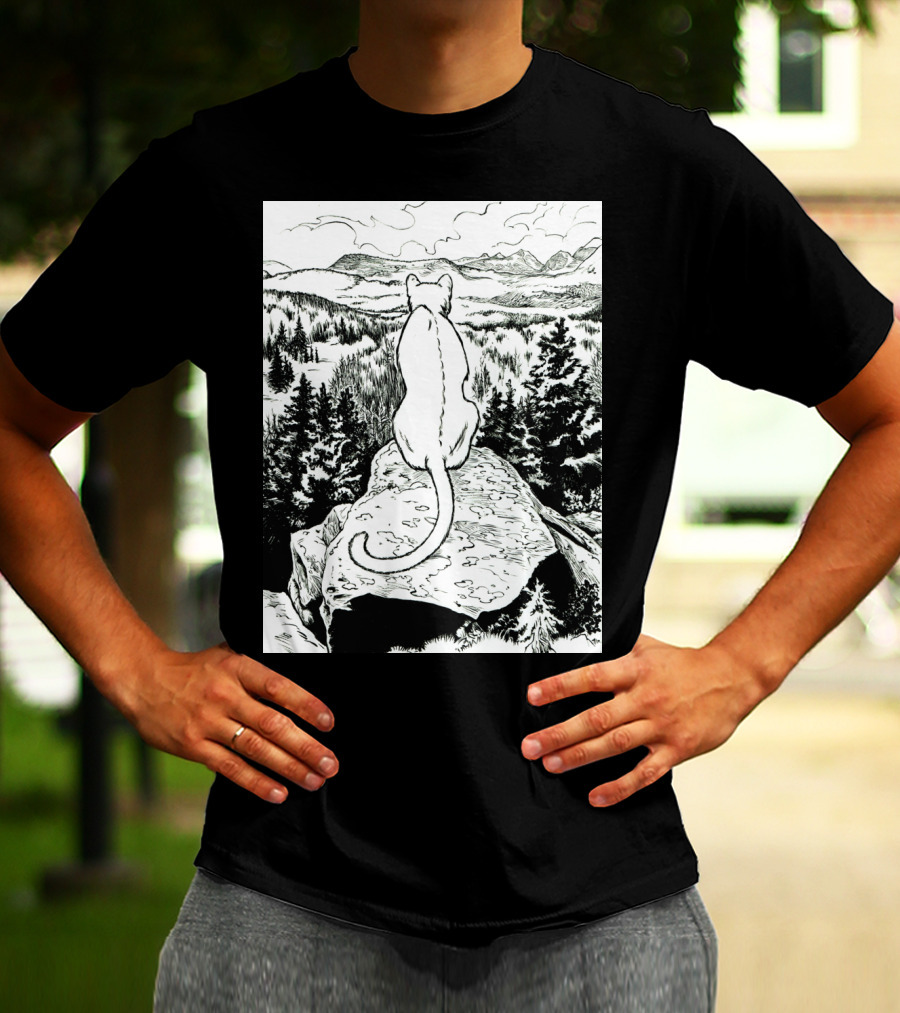 Mountain View Contemplation With The Shadow Under The Leaf T-Shirt
