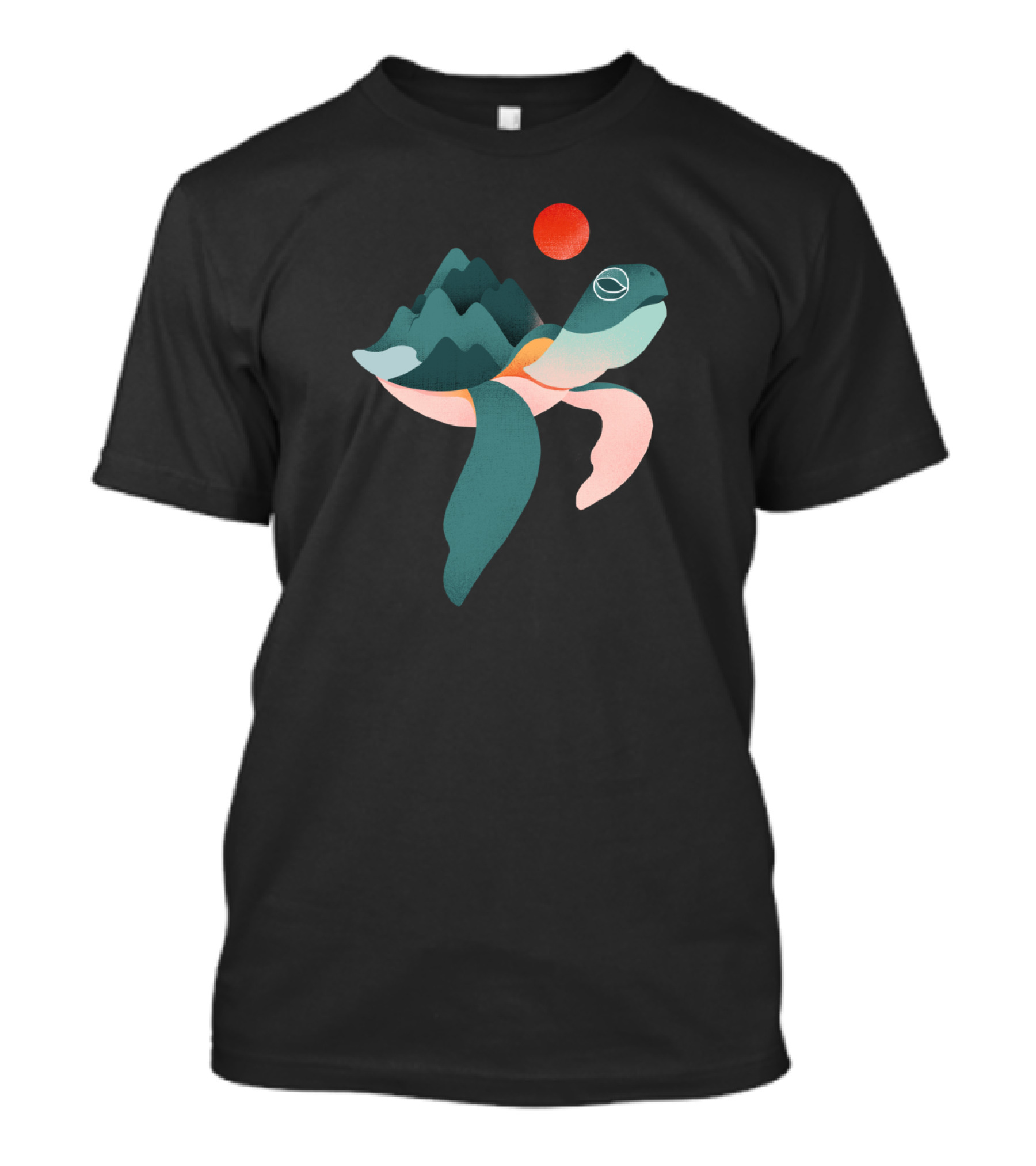 Archelon Oceanic Mountain Turtle With Rising Sun Image T-Shirt