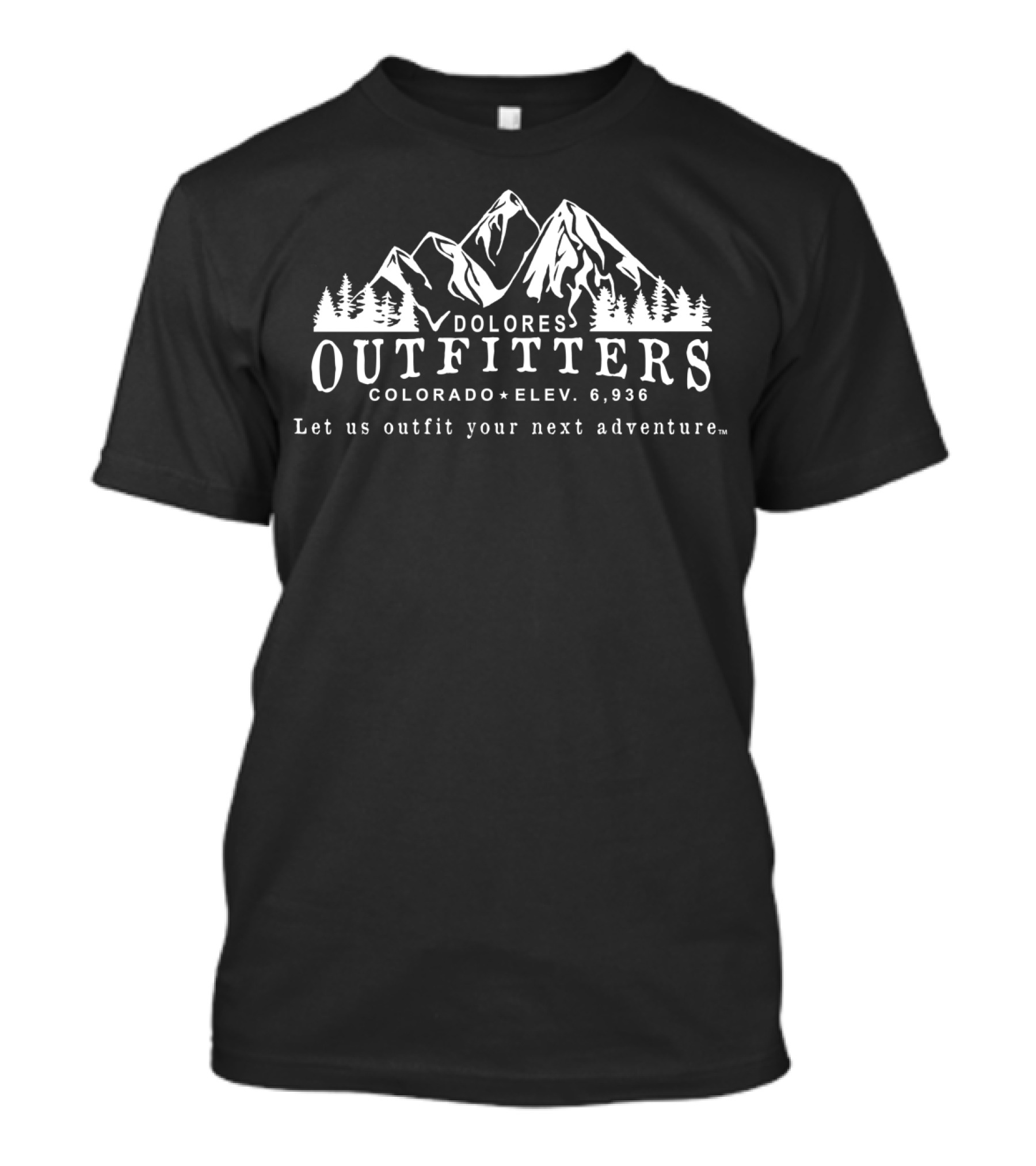 Dolores Outfitters Colorado Elevation 6936 Let Us Outfit Your Next Adventure T-Shirt