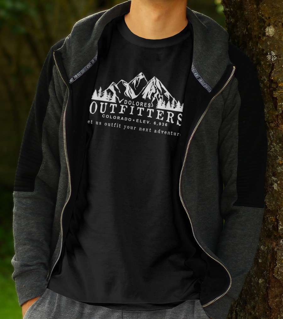 Dolores Outfitters Colorado Elevation 6936 Let Us Outfit Your Next Adventure T-Shirt