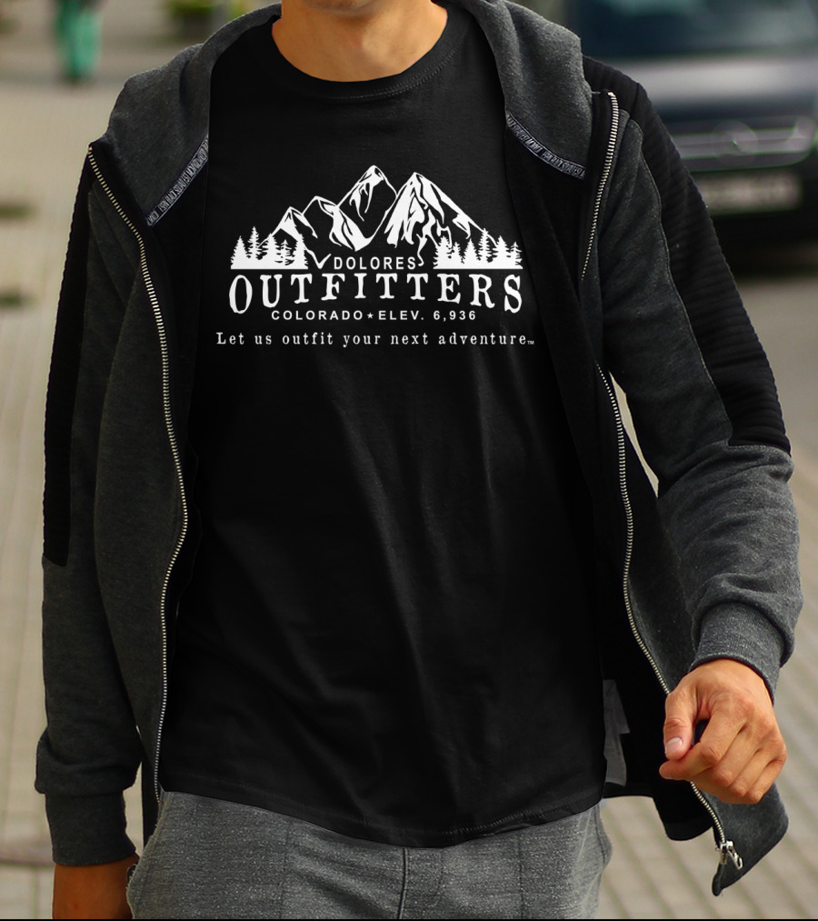 Dolores Outfitters Colorado Elevation 6936 Let Us Outfit Your Next Adventure T-Shirt