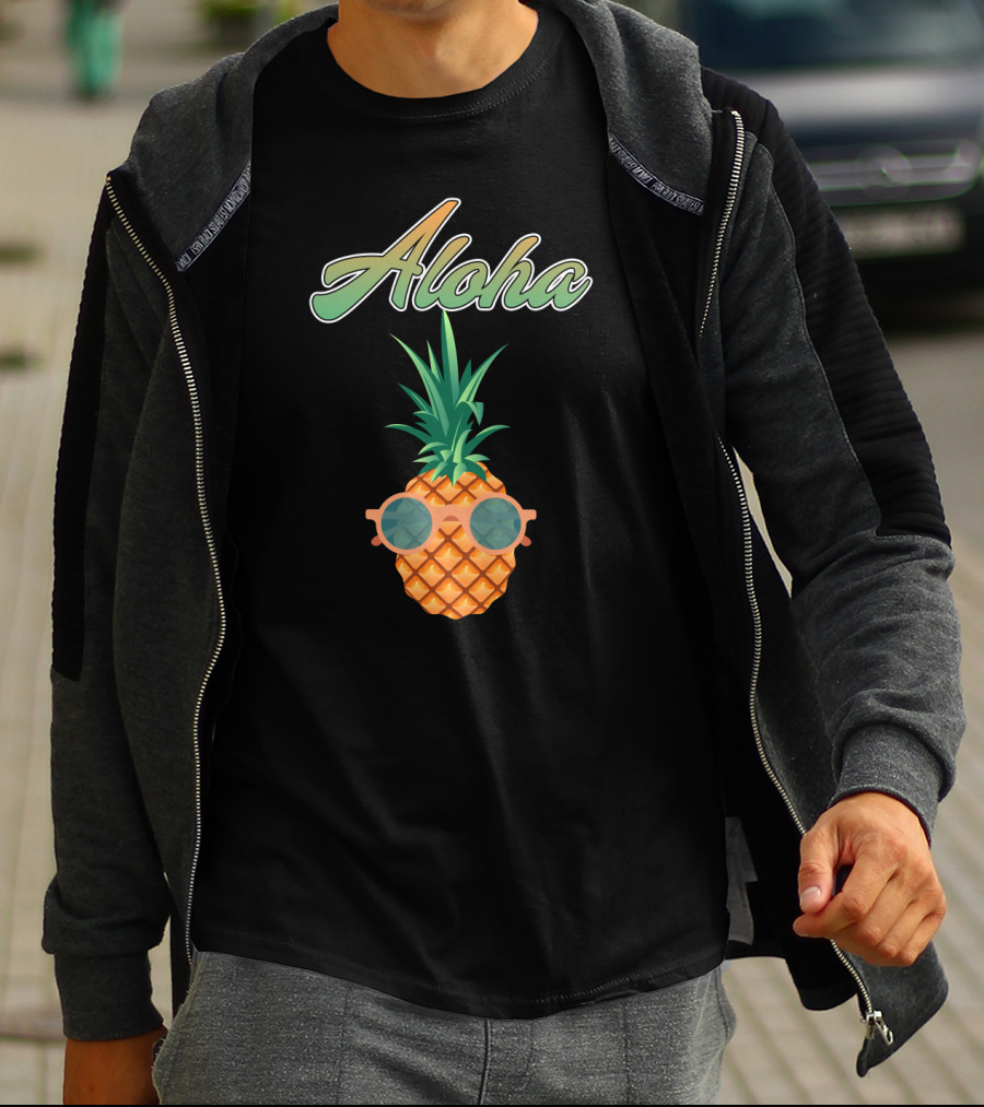 Aloha Cool Colorful Pineapple With Sunglasses T-Shirt