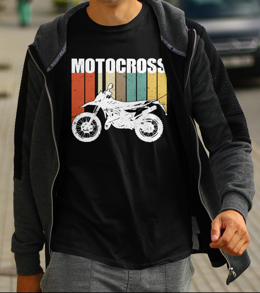 Motocross Vintage Dirt Bike Retro Stripes T-Shirt