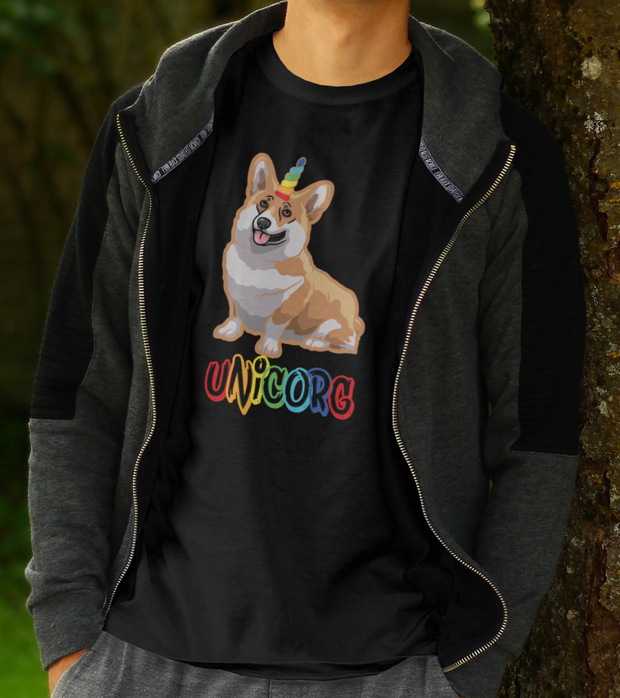 Corgi Dog Cute Unicorg Unicorn Rainbow Horn T-Shirt