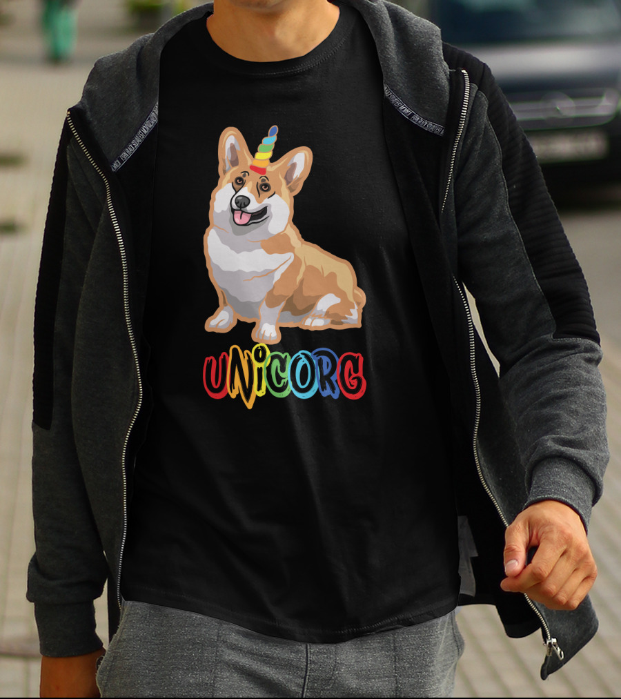 Corgi Dog Cute Unicorg Unicorn Rainbow Horn T-Shirt