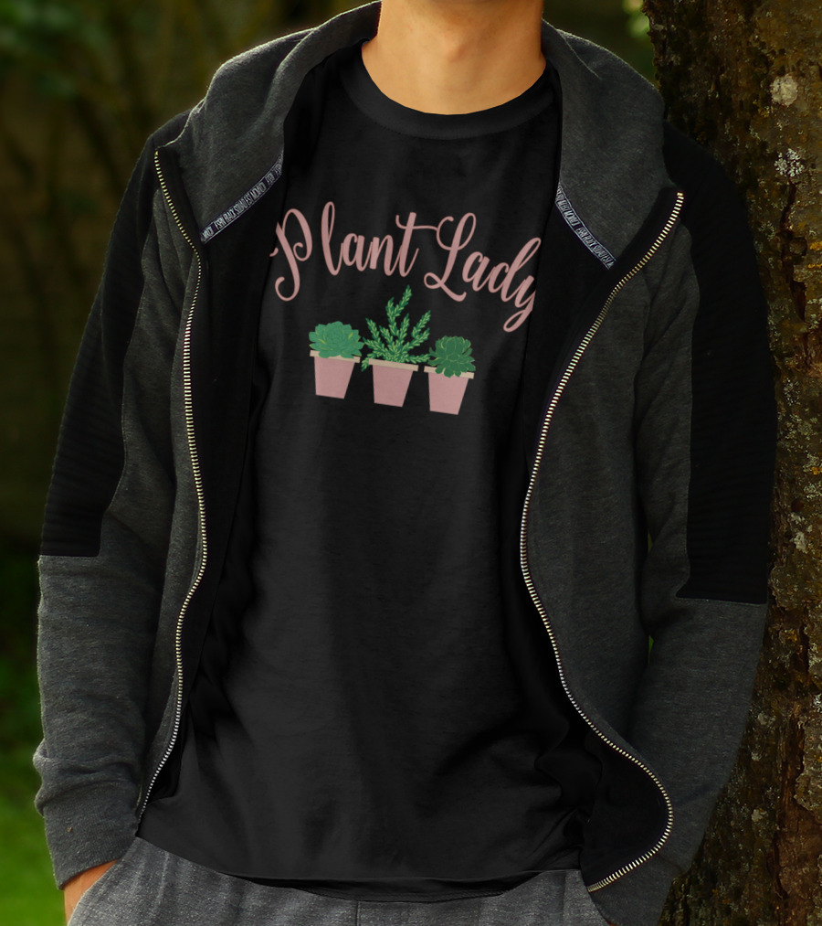 Plant Lady Succulent Trio In Pink Pots T-Shirt