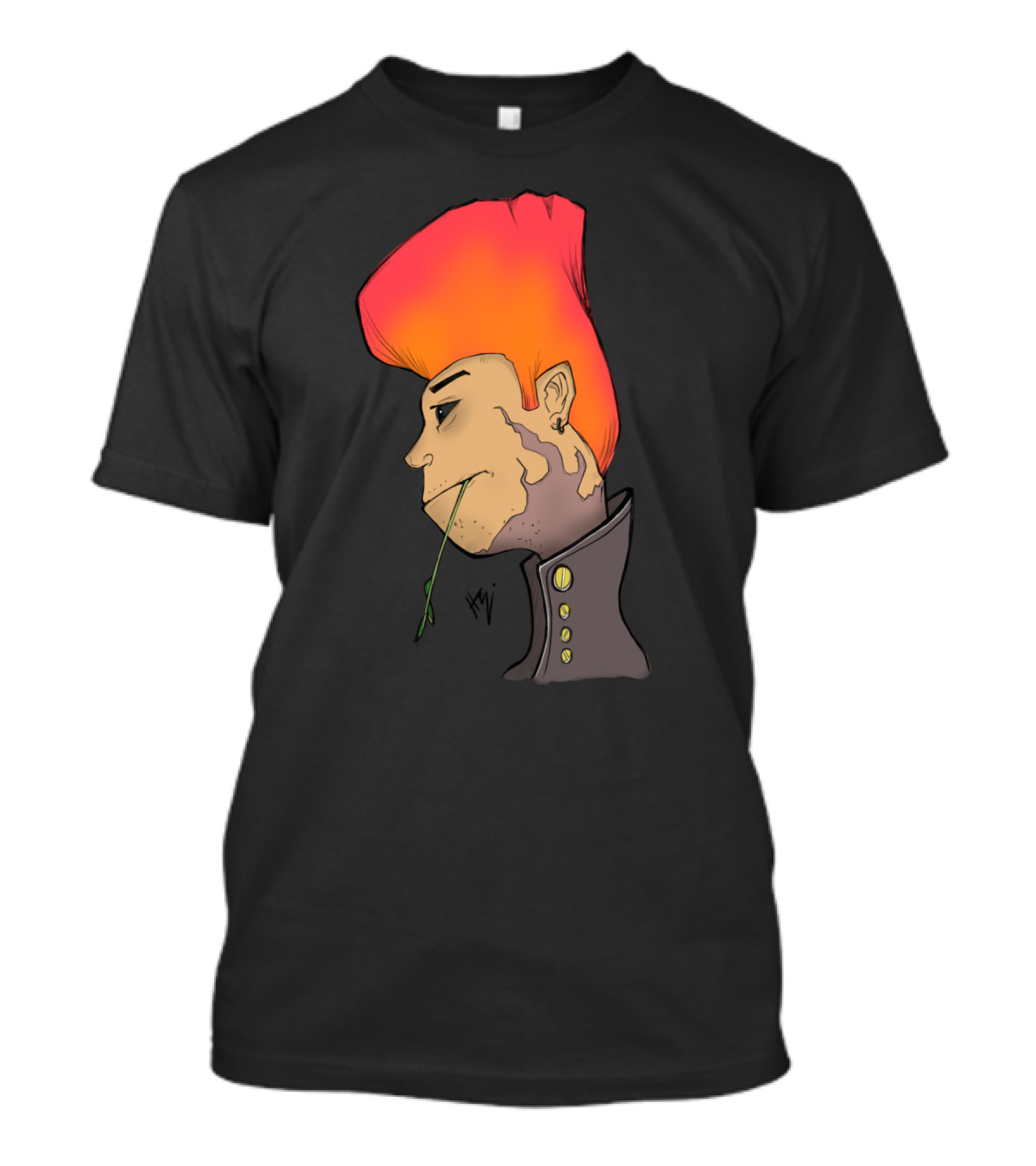 Cool And Calm Cartoon With Neon Hair And Plant Stem T-Shirt