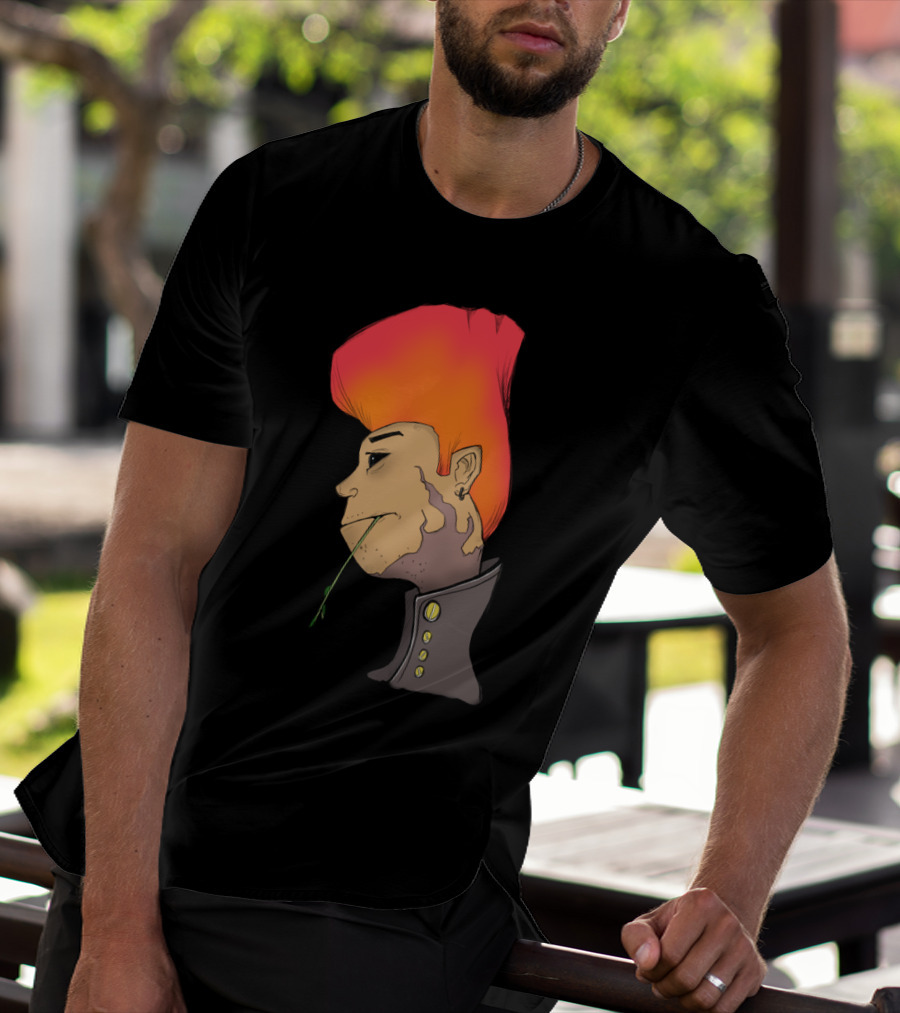 Cool And Calm Cartoon With Neon Hair And Plant Stem T-Shirt
