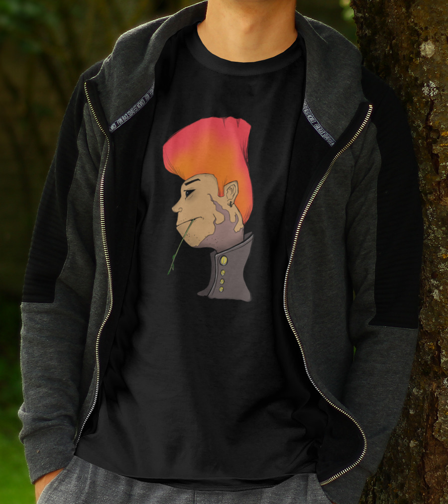 Cool And Calm Cartoon With Neon Hair And Plant Stem T-Shirt