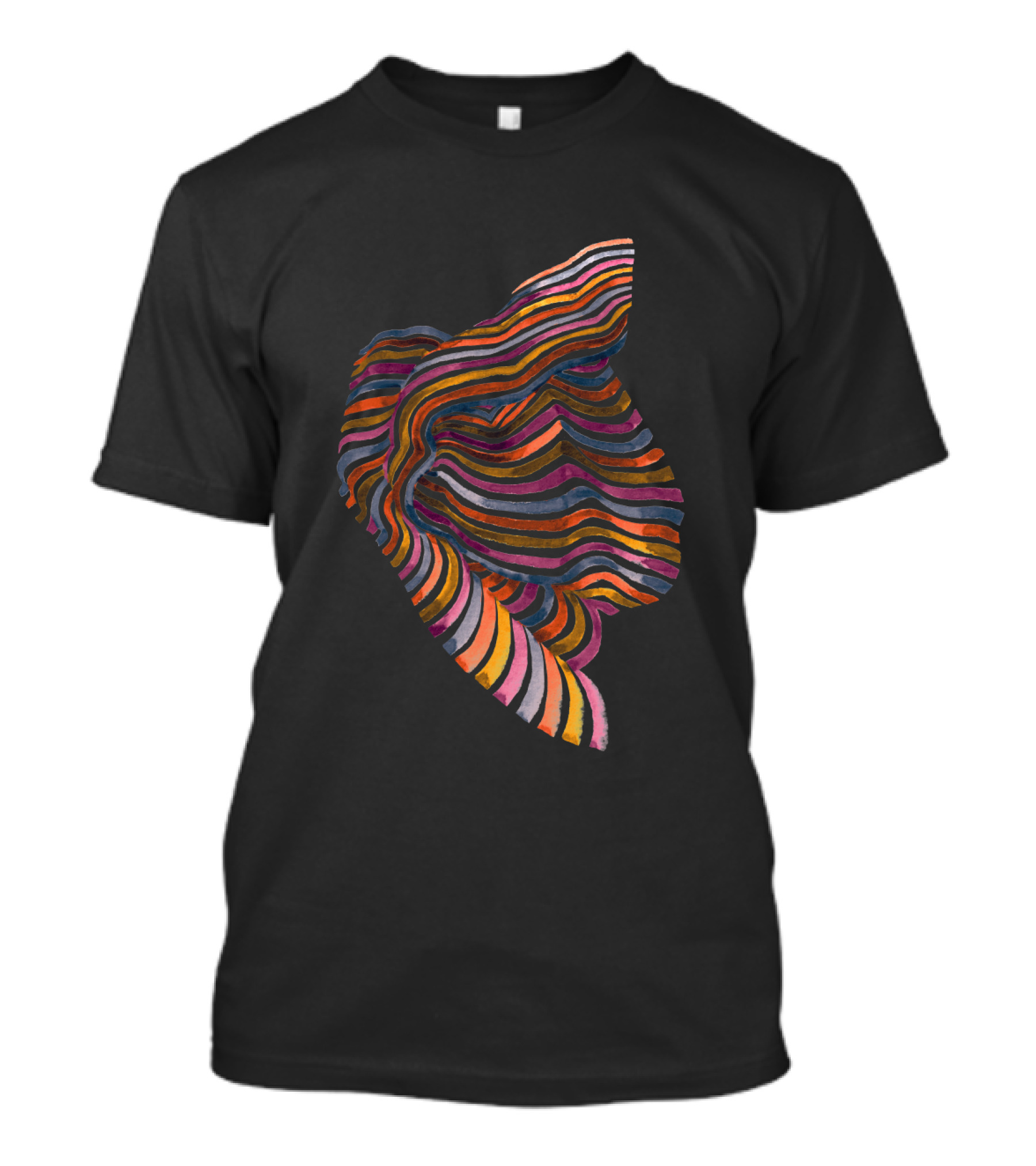 Striped Flowing Abstract Pattern Comfort T-Shirt