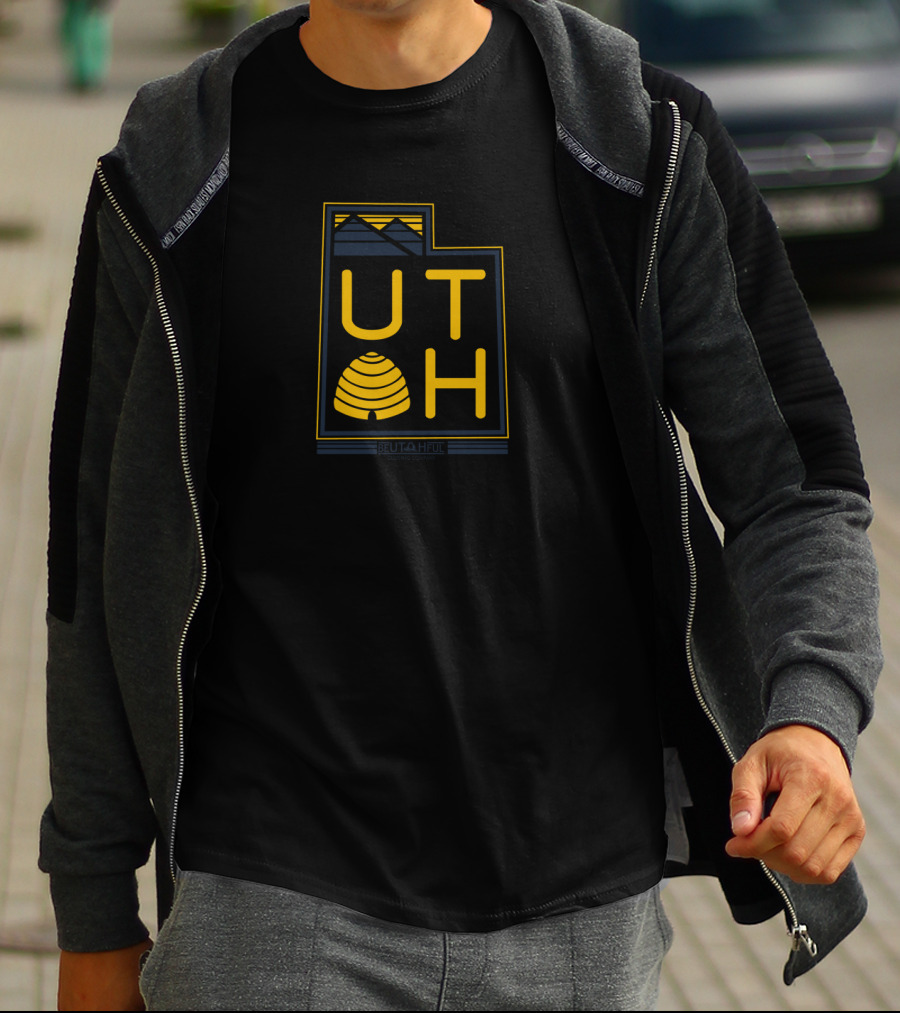 Utah Beehive State Emblem With Mountain T-Shirt