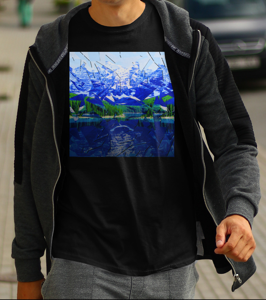 Shattered Reflections Of Majestic Mountain Glass T-Shirt