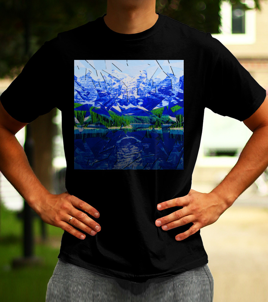 Shattered Reflections Of Majestic Mountain Glass T-Shirt
