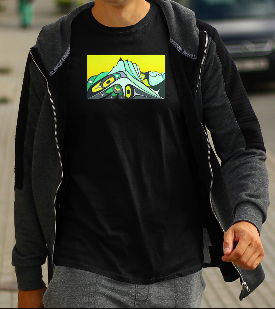 Chilkat Mountain Abstract Eagle Tribal Art With Yellow Sky T-Shirt