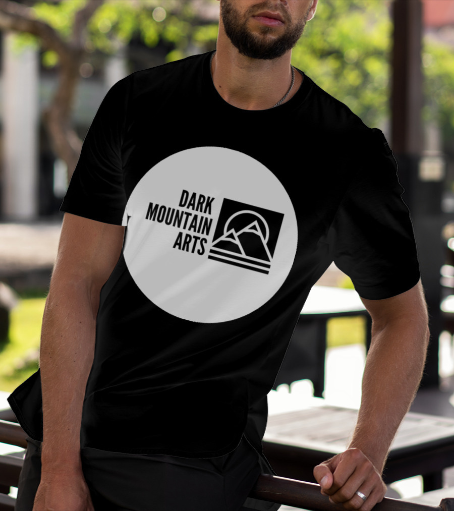 Dark Mountain Arts Minimalist Peaks Logo In Monochrome Circle T-Shirt
