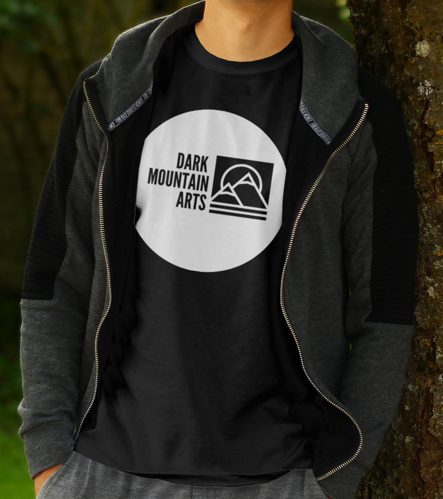 Dark Mountain Arts Minimalist Peaks Logo In Monochrome Circle T-Shirt