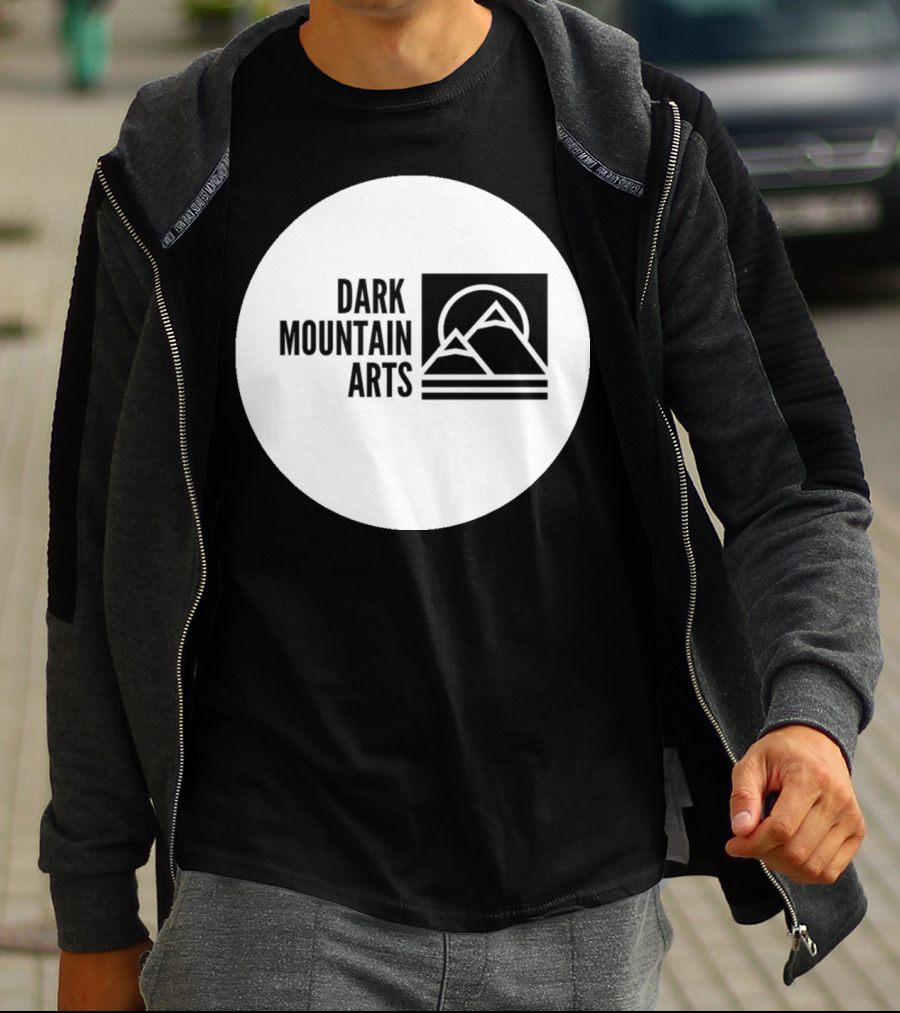 Dark Mountain Arts Minimalist Peaks Logo In Monochrome Circle T-Shirt
