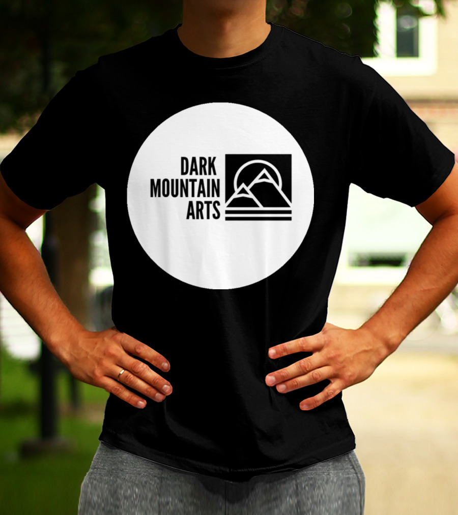 Dark Mountain Arts Minimalist Peaks Logo In Monochrome Circle T-Shirt