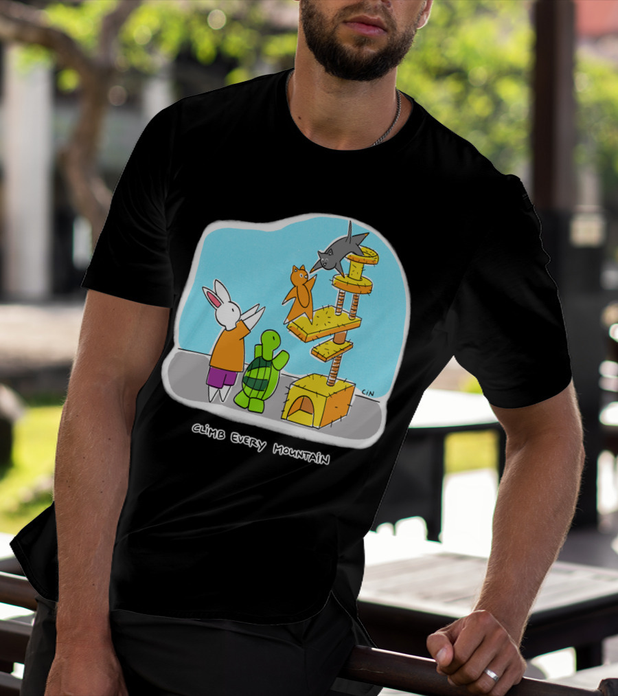 Bunny Daze Climb Every Mountain Adventure With Cats And Turtle T-Shirt