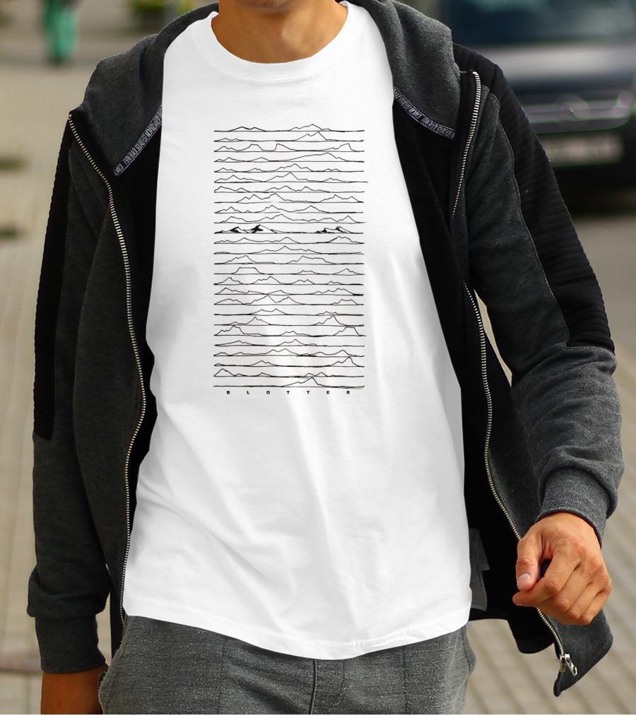 Blotter Mountains Graphic With Black Line T-Shirt