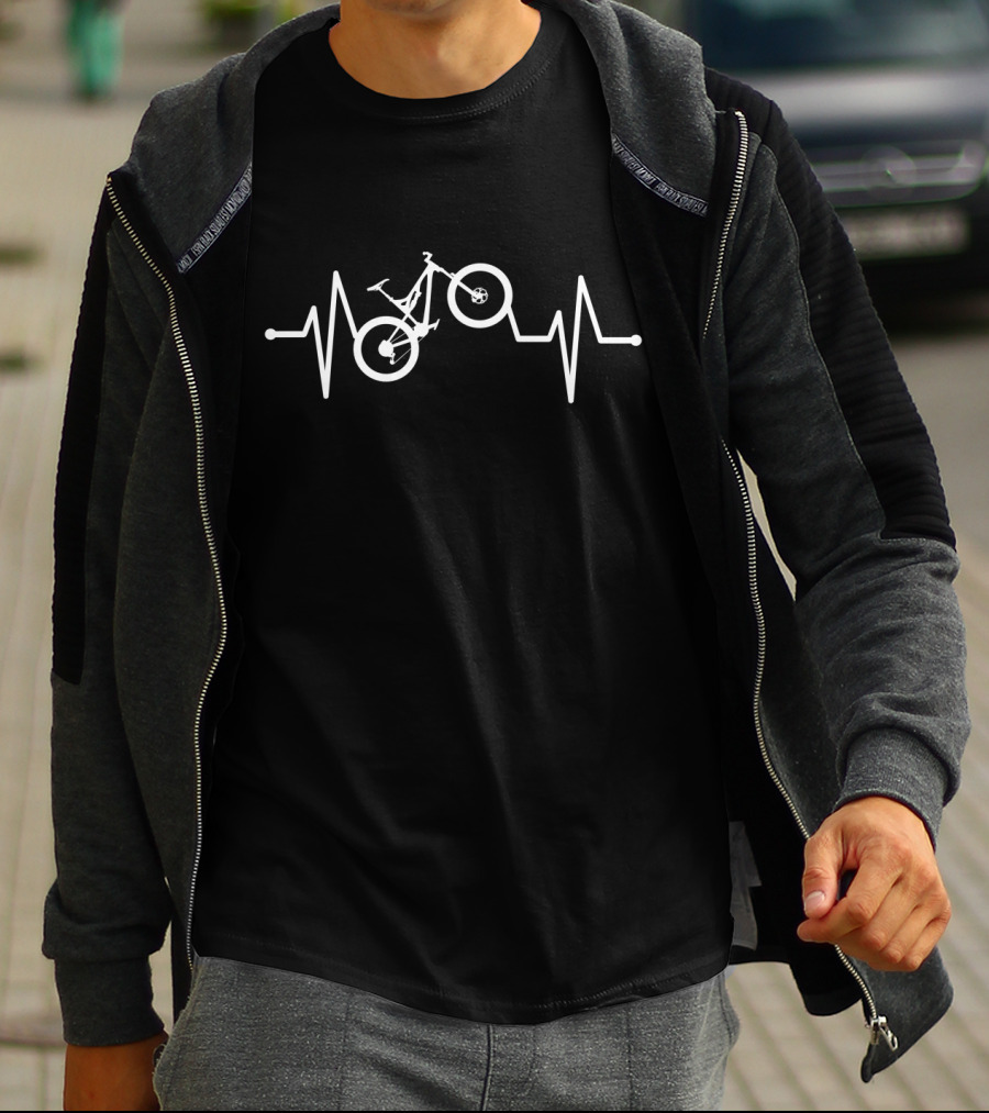 Mountain Bike Heartbeat Pulse Graphic Adventure Riders' Passion T-Shirt