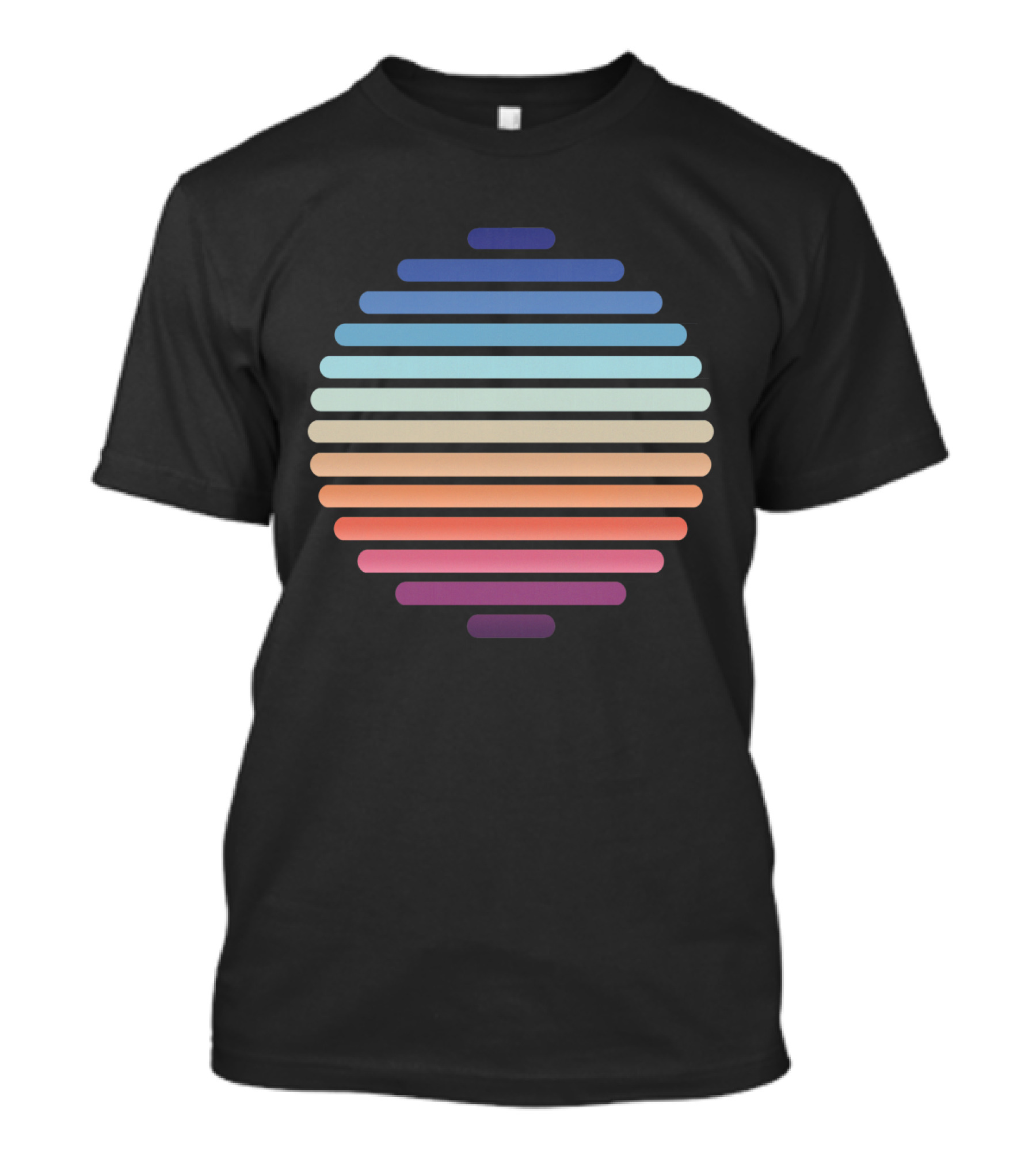 Mountain Vibrations Retro Color Gradient Line Sphere T-Shirt