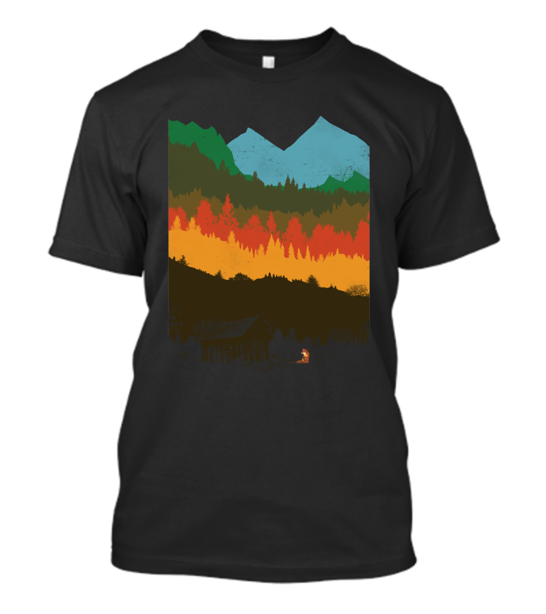 Scenic Mountain Forest Layers Camping In 'Hunting Season' Vista T-Shirt
