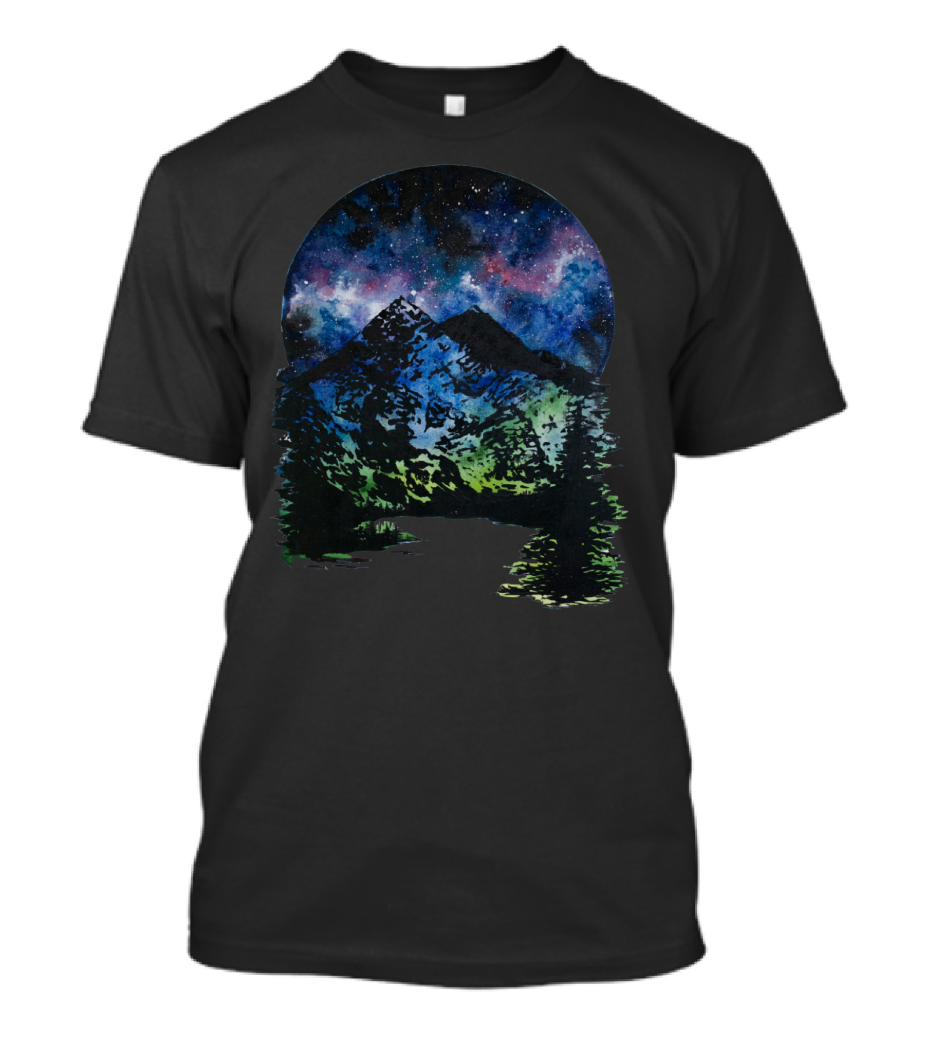 Space Mountain Night Sky And Aurora Over Mountain T-Shirt