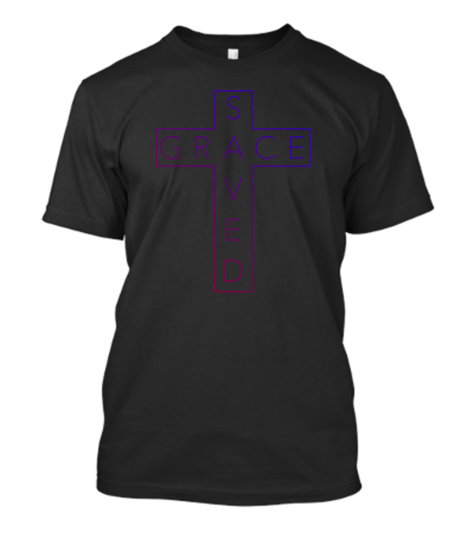 Saved By Grace Cross Text Design With Vertical And Horizontal Alignment T-Shirt