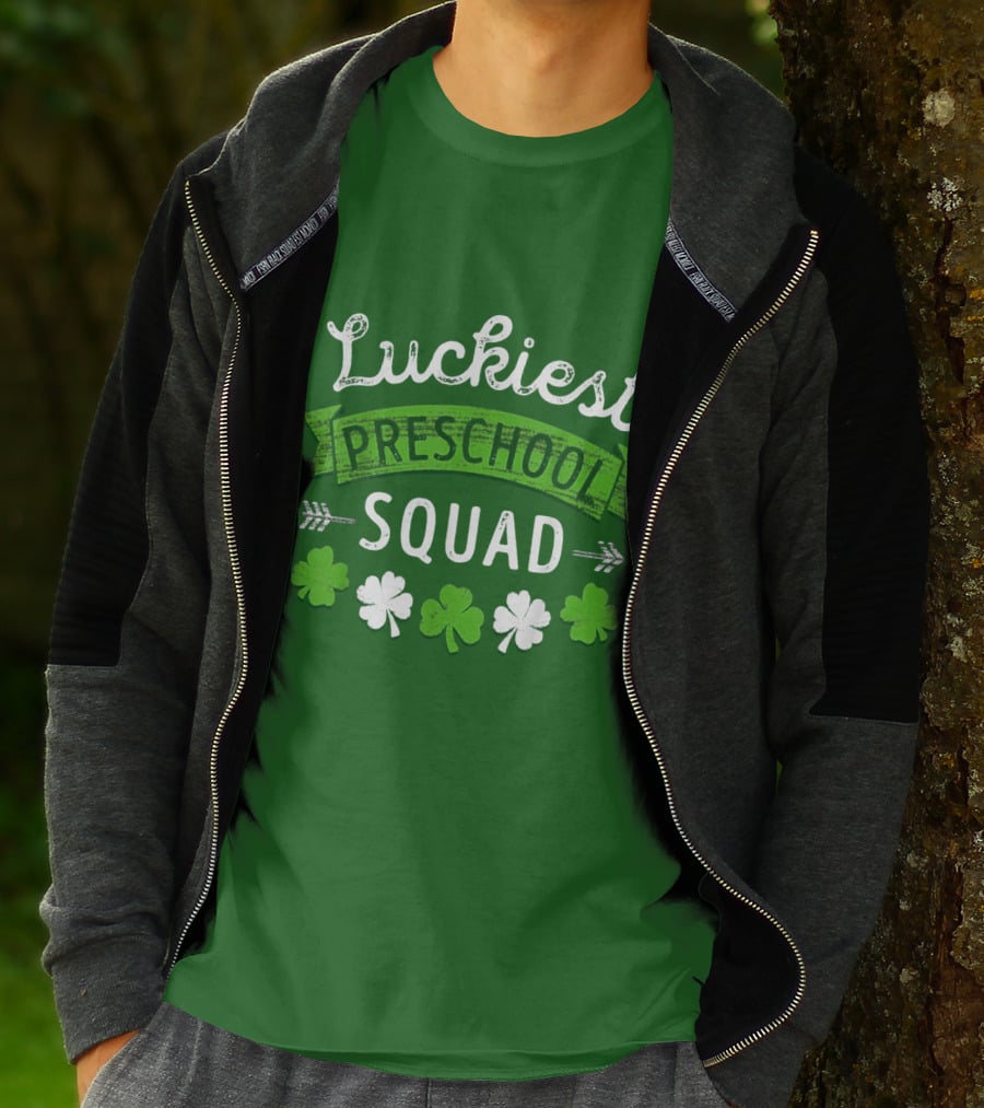 Luckiest Preschool Squad St Patricks Day Shamrocks T-Shirt