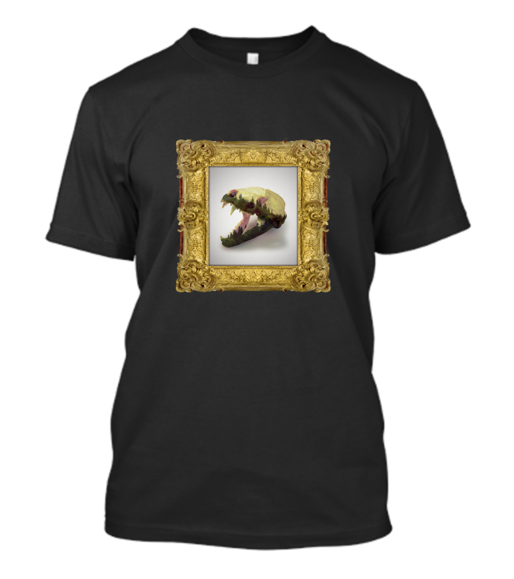 Badger Skull In Ornate Gold Frame T-Shirt