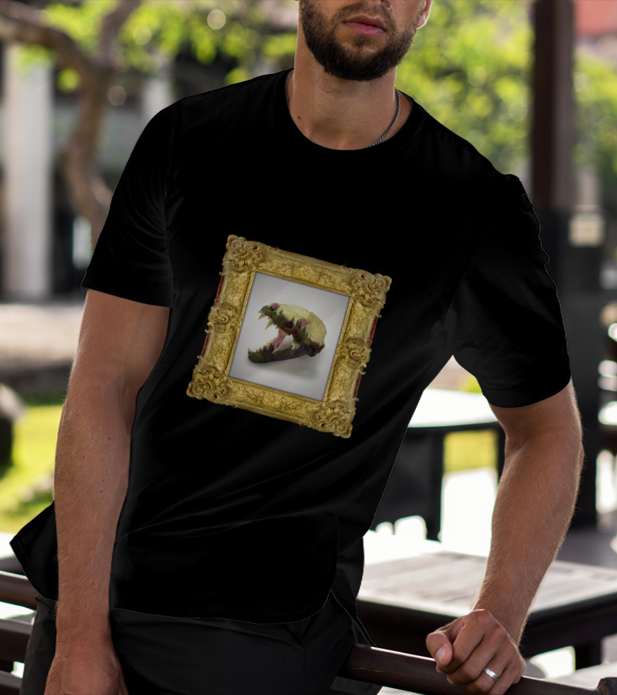 Badger Skull In Ornate Gold Frame T-Shirt